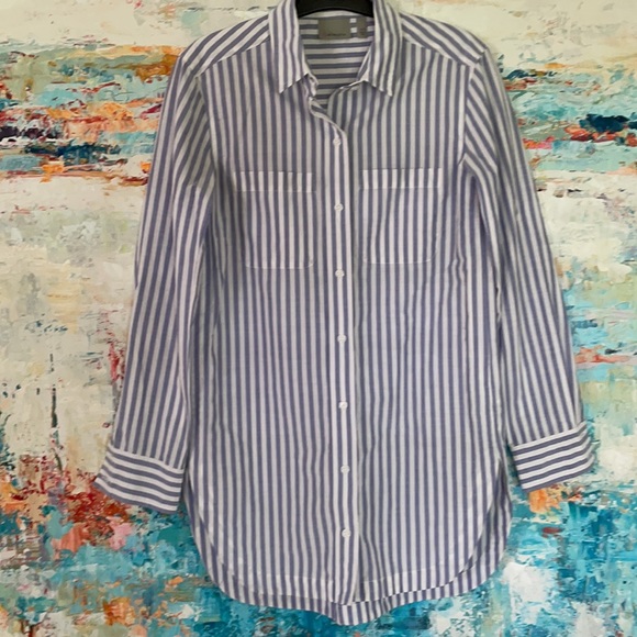 ATHLETA Blue & White Stripe Tunic Top Sz XXS EC! - Picture 7 of 9